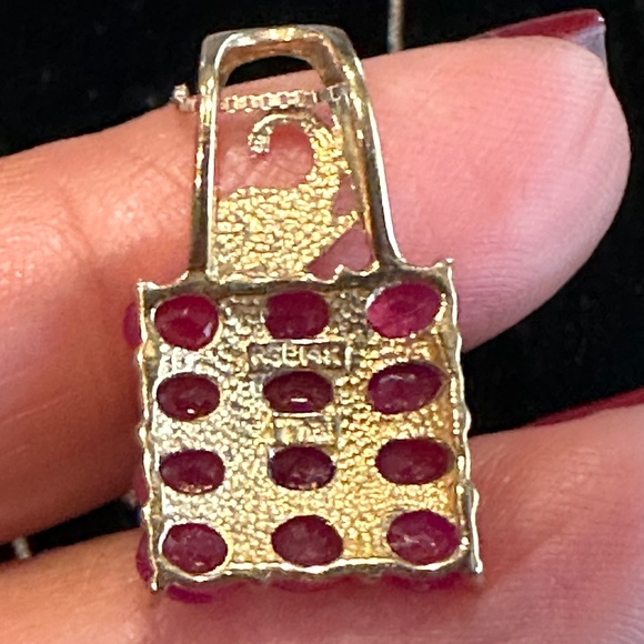 14K Gold Cluster Ruby Pendant & Necklace - Picture 6 of 7
